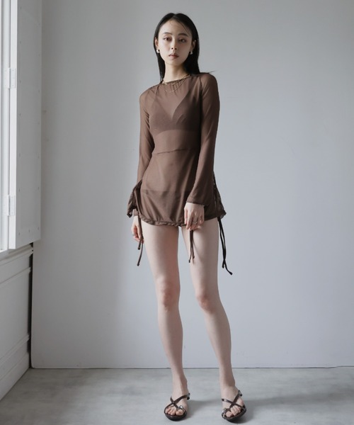 Ulysses（ユリシス）の「ビキニ×シアーミニワンピース　3点セット（水着・レディース・ブラウン・M/L）」の7枚目の写真