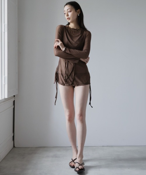 Ulysses（ユリシス）の「ビキニ×シアーミニワンピース　3点セット（水着・レディース・ブラウン・M/L）」の8枚目の写真