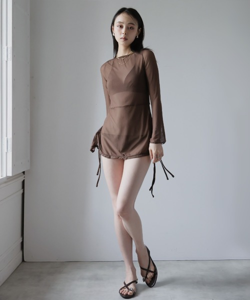 Ulysses（ユリシス）の「ビキニ×シアーミニワンピース　3点セット（水着・レディース・ブラウン・M/L）」の9枚目の写真