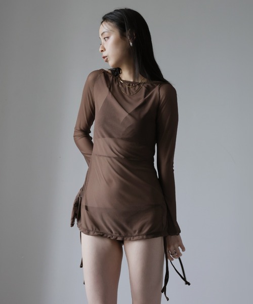 Ulysses（ユリシス）の「ビキニ×シアーミニワンピース　3点セット（水着・レディース・ブラウン・M/L）」の11枚目の写真