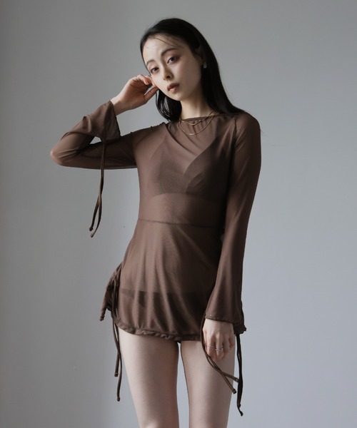 Ulysses（ユリシス）の「ビキニ×シアーミニワンピース　3点セット（水着・レディース・ブラウン・M/L）」の12枚目の写真