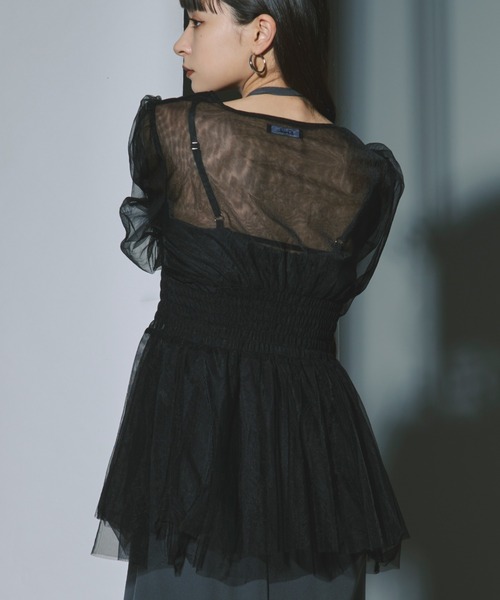Ezick(エジック)の「Tulle layered ボリューム袖プルオーバー(その他トップス・レディース・ブラック/ワインレッド/グレー・FREE)」の8枚目の写真