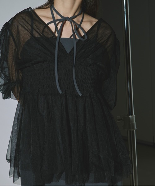 Ezick(エジック)の「Tulle layered ボリューム袖プルオーバー(その他トップス・レディース・ブラック/ワインレッド/グレー・FREE)」の9枚目の写真
