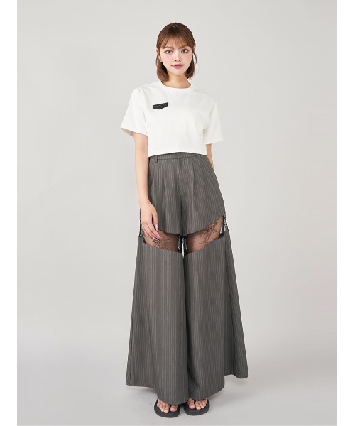 Darich ダーリッチ レースドッキングワイドスラックスパンツ M レースドッキングワイドスラックスパンツ（その他パンツ