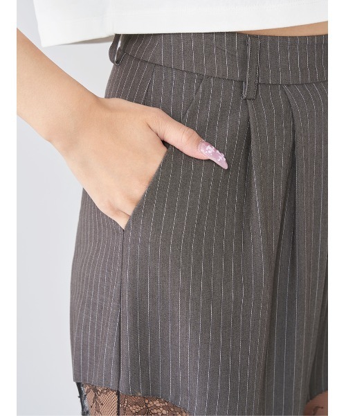 新品タグ付 ダーリッチ レースドッキングワイドスラックスパンツ M ベージュ レースドッキングワイドスラックスパンツ（その他パンツ