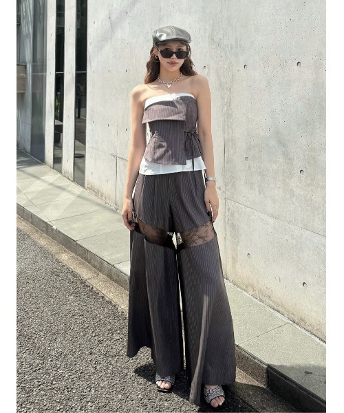 Darich ダーリッチ レースドッキングワイドスラックスパンツ M レースドッキングワイドスラックスパンツ – Darich (ダーリッチ)