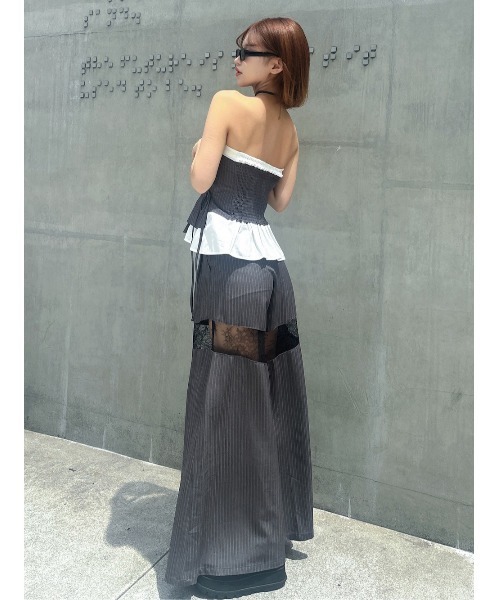 レースドッキングワイドスラックスパンツ（その他パンツ