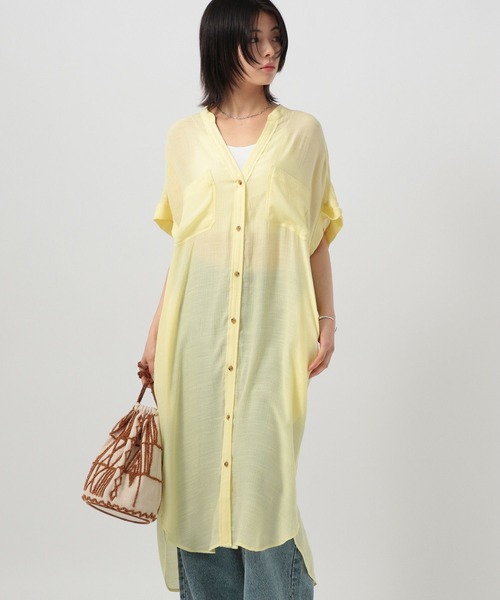 BAYFLOW（ベイフロー）の「フレンチスリーブワンピース（ワンピース・レディース・イエロー/ブルー/ホワイト系・SMALL/MEDIUM）」の3枚目の写真