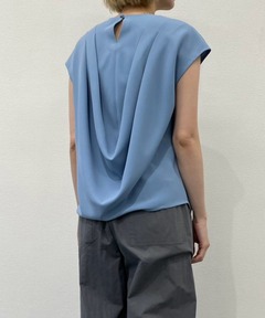 バックドレープジョーゼットブラウス-手洗い可-