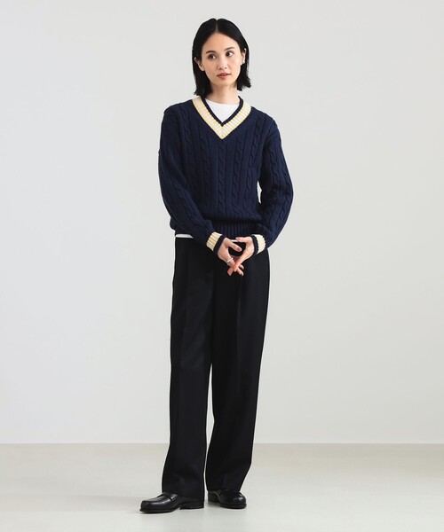 別注】SLOANE / 5ゲージ チルデン Vネック ロングスリーブ ニット