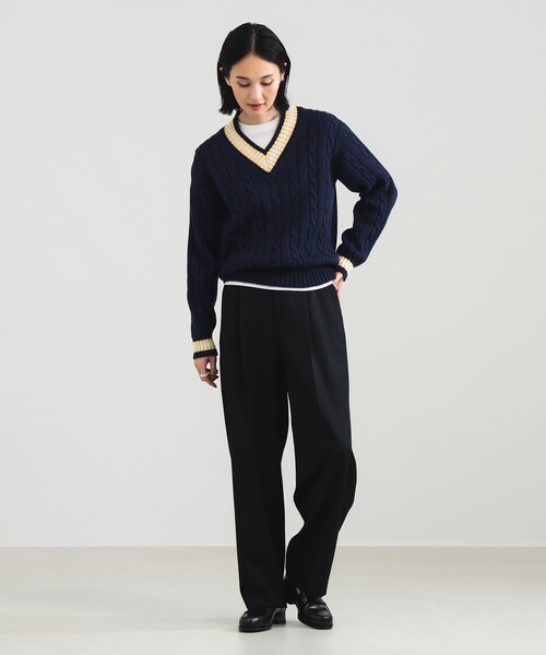 セール】【別注】SLOANE / 5ゲージ チルデン Vネック ロングスリーブ