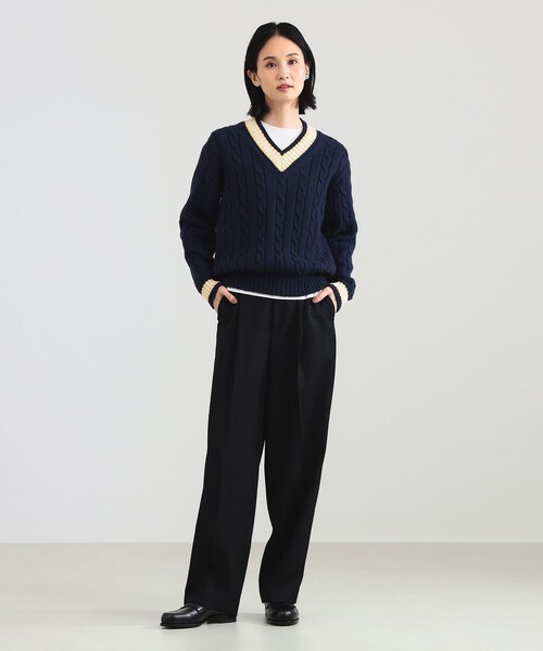 SLOANE チルデンVネック　黒 別注】SLOANE / 5ゲージ チルデン Vネック ロングスリーブ ニット