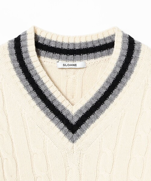 別注】SLOANE / 5ゲージ チルデン Vネック ロングスリーブ ニット