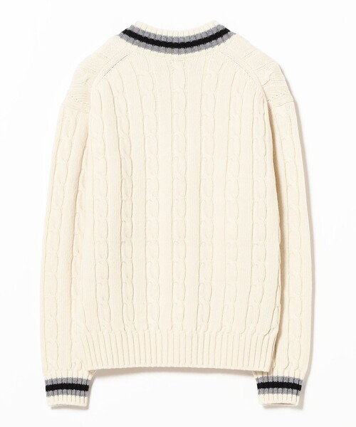 SLOANE（スローン）の「【別注】SLOANE / 5ゲージ チルデン Vネック ロングスリーブ ニット（ニット/セーター・レディース・ホワイト/ネイビー・2/1）」の16枚目の写真