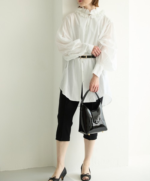 HASHIBAMI（ハシバミ）の「【HASHIBAMI】フェズ エナメル ワンハンドルバッグ（ハンドバッグ・レディース・ブラック/ダークブラウン・FREE）」の4枚目の写真
