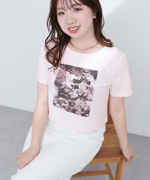 natural couture(ナチュラルクチュール)の「【canami】オリジナルフォトショートT(Tシャツ/カットソー・レディース・オフホワイト/ブラック/ピンク・FREE)」の2枚目の写真