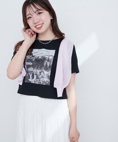 natural couture(ナチュラルクチュール)の「【canami】オリジナルフォトショートT(Tシャツ/カットソー・レディース・オフホワイト/ブラック/ピンク・FREE)」の1枚目の写真