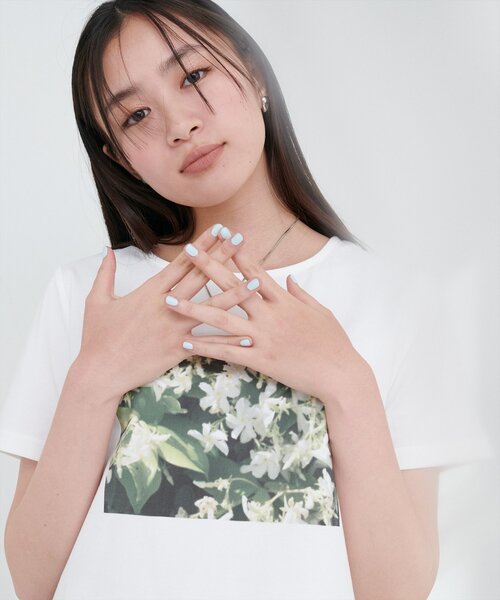 natural couture(ナチュラルクチュール)の「【canami】オリジナルフォトショートT(Tシャツ/カットソー・レディース・オフホワイト/ブラック/ピンク・FREE)」の6枚目の写真