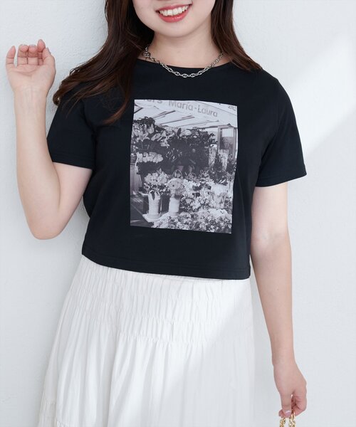 natural couture(ナチュラルクチュール)の「【canami】オリジナルフォトショートT(Tシャツ/カットソー・レディース・オフホワイト/ブラック/ピンク・FREE)」の13枚目の写真