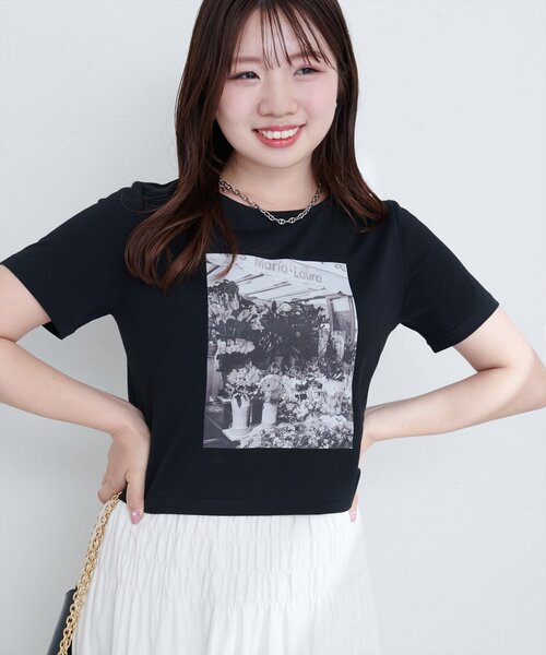 natural couture(ナチュラルクチュール)の「【canami】オリジナルフォトショートT(Tシャツ/カットソー・レディース・オフホワイト/ブラック/ピンク・FREE)」の14枚目の写真