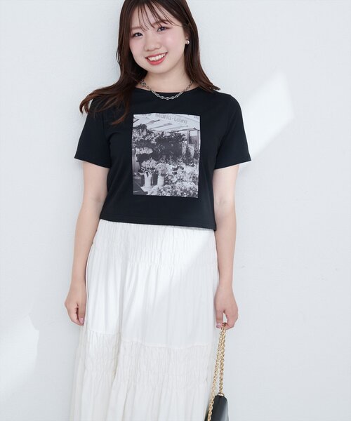 natural couture(ナチュラルクチュール)の「【canami】オリジナルフォトショートT(Tシャツ/カットソー・レディース・オフホワイト/ブラック/ピンク・FREE)」の15枚目の写真
