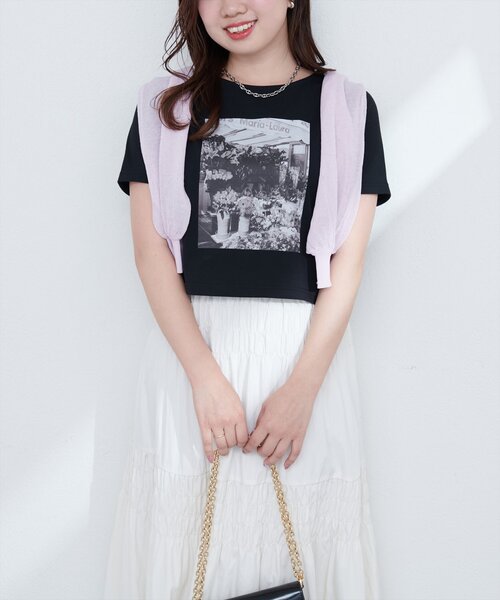 natural couture(ナチュラルクチュール)の「【canami】オリジナルフォトショートT(Tシャツ/カットソー・レディース・オフホワイト/ブラック/ピンク・FREE)」の17枚目の写真