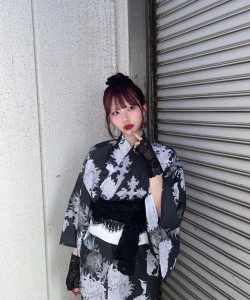 REFLEM【レフレム】総柄浴衣 黒 (浴衣・帯・腰紐・手袋4点セット) REFLEM/レフレム』総柄浴衣SET（浴衣）｜REFLEM（レフレム）の