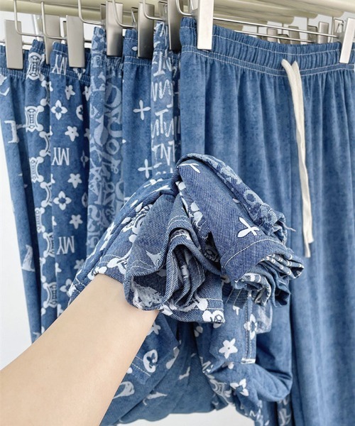 shoppinggo(ショッピングゴー)の「夏服 ワイドパンツ サマーパンツ ストレート ゆったり(スラックス・レディース・ブルー系その他3/ブルー系その他2/ブルー系その他/ライトブルー/ブルー系その他4・FREE)」の6枚目の写真