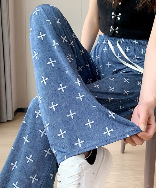 shoppinggo(ショッピングゴー)の「夏服 ワイドパンツ サマーパンツ ストレート ゆったり(スラックス・レディース・ブルー系その他3/ブルー系その他2/ブルー系その他/ライトブルー/ブルー系その他4・FREE)」の20枚目の写真