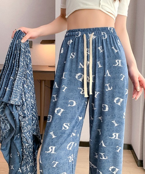 shoppinggo(ショッピングゴー)の「夏服 ワイドパンツ サマーパンツ ストレート ゆったり(スラックス・レディース・ブルー系その他3/ブルー系その他2/ブルー系その他/ライトブルー/ブルー系その他4・FREE)」の13枚目の写真
