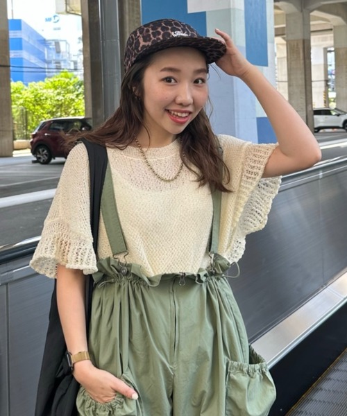 RODEO CROWNS WIDE BOWL（ロデオクラウンズワイドボウル）の「ルーズニットチュニック（ニット/セーター・レディース・レッド/アイボリー/チャコールグレー・FREE）」の2枚目の写真