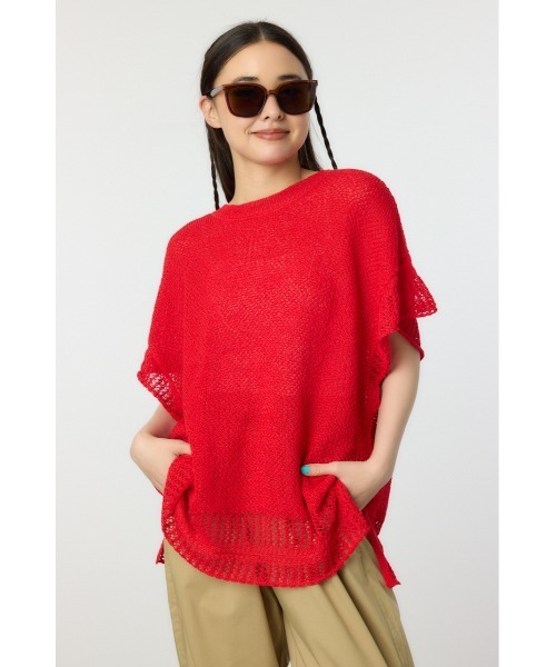 RODEO CROWNS WIDE BOWL（ロデオクラウンズワイドボウル）の「ルーズニットチュニック（ニット/セーター・レディース・レッド/アイボリー/チャコールグレー・FREE）」の11枚目の写真