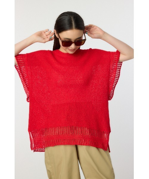 RODEO CROWNS WIDE BOWL（ロデオクラウンズワイドボウル）の「ルーズニットチュニック（ニット/セーター・レディース・レッド/アイボリー/チャコールグレー・FREE）」の12枚目の写真