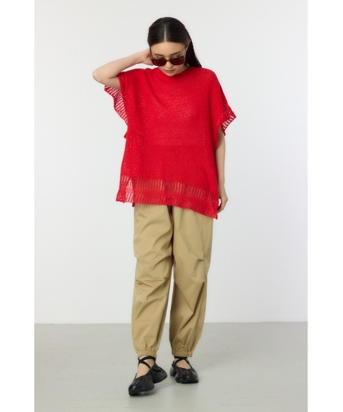 RODEO CROWNS WIDE BOWL（ロデオクラウンズワイドボウル）の「ルーズニットチュニック（ニット/セーター・レディース・レッド/アイボリー/チャコールグレー・FREE）」の16枚目の写真