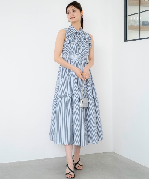 AND COUTURE コットンレースフリルシャツワンピース アンドクチュール アンドクチュール AND COUTURE コットンレースフリルシャツ