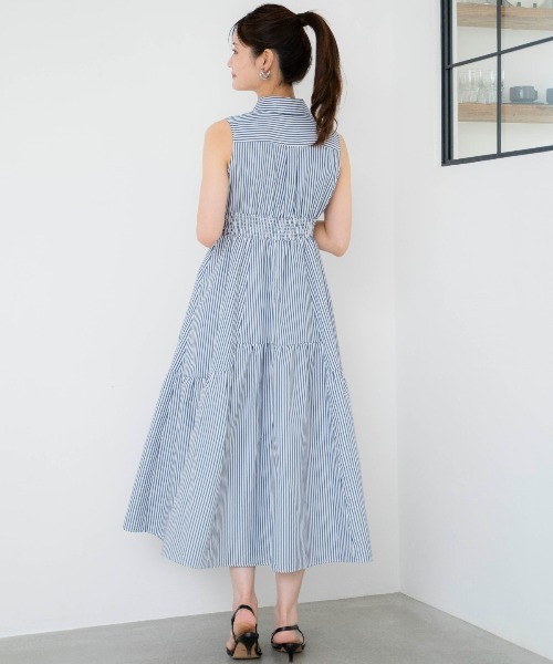 And Couture ストライプオフショルフリルワンピース AND COUTURE ワンピース オープンショルダーストライプ
