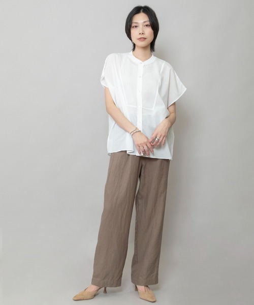 コットンローン×からみ素材ドッキングシャツ（シャツ/ブラウス