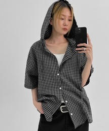 [MADE] シューブチェックサマー半袖フードシャツ