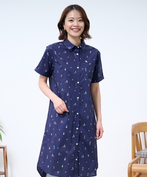 Arnold Palmer（アーノルドパーマー）の「アート総柄 ワンピース（ワンピース・レディース・ネイビー/ベージュ・L/S/M）」の2枚目の写真