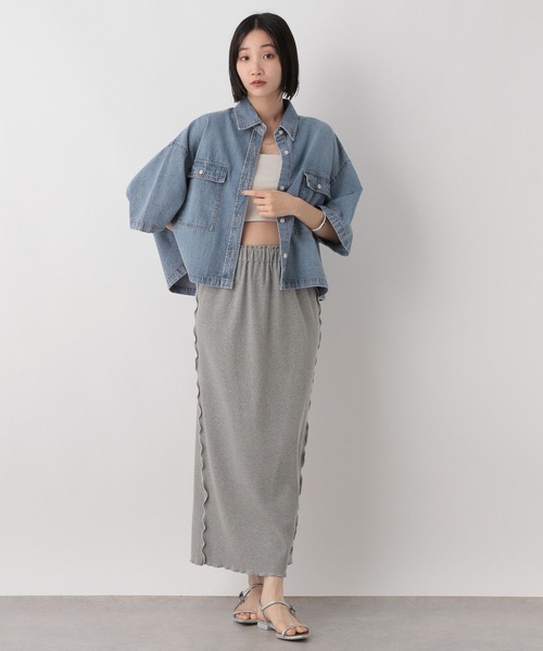 LOWRYS FARM（ローリーズファーム）の「カットメロータイトスカート 571510（スカート・レディース・アイボリー/グリーン/ブラック/グレー・FREE）」の15枚目の写真