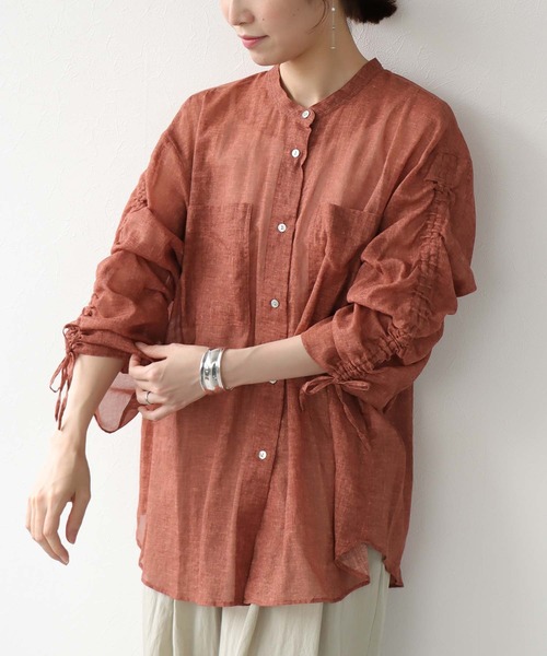 Jines(ジネス)の「シアーシャーリングシャツ(シャツ/ブラウス・レディース・イエロー系その他/オレンジ・38)」の2枚目の写真