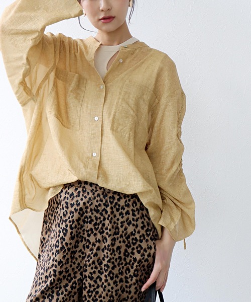 Jines(ジネス)の「シアーシャーリングシャツ(シャツ/ブラウス・レディース・イエロー系その他/オレンジ・38)」の4枚目の写真