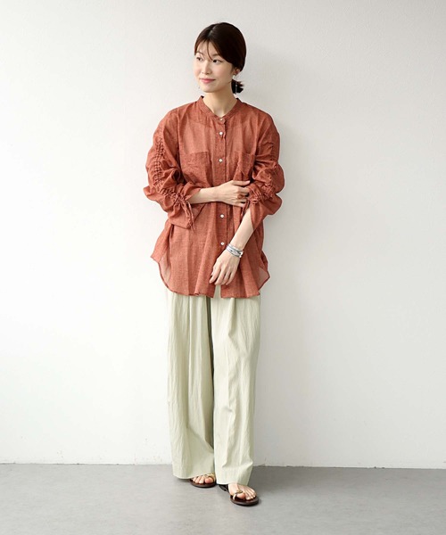 Jines(ジネス)の「シアーシャーリングシャツ(シャツ/ブラウス・レディース・イエロー系その他/オレンジ・38)」の6枚目の写真