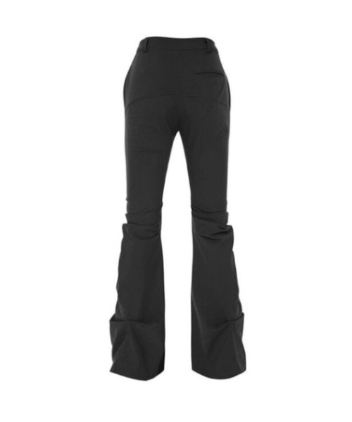 FLAREUP Asymmetrical Drape Pants チャコール blackdrapeasymmetricflaresandt