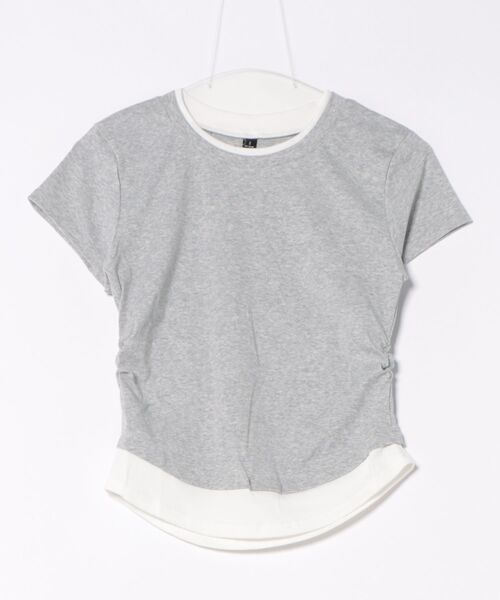 Geeong(ジーオン)の「【ZOZO限定】バイカラー レイヤード Tシャツ 半袖トップス(Tシャツ/カットソー・レディース・ライトブルー/ブラック/グレー・FREE)」の2枚目の写真