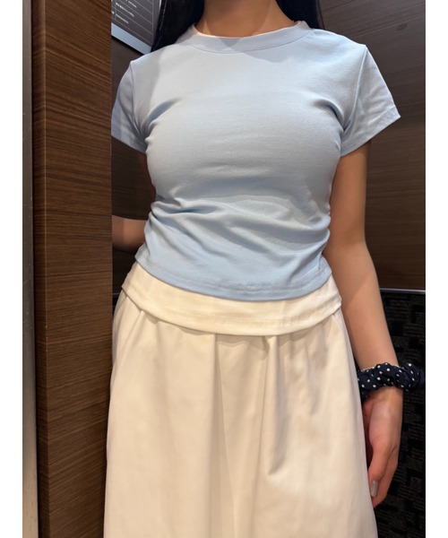 Geeong(ジーオン)の「【ZOZO限定】バイカラー レイヤード Tシャツ 半袖トップス(Tシャツ/カットソー・レディース・ライトブルー/ブラック/グレー・FREE)」の13枚目の写真