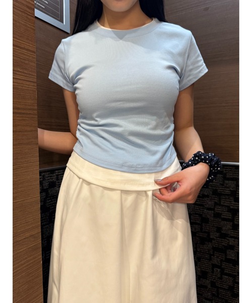 Geeong(ジーオン)の「【ZOZO限定】バイカラー レイヤード Tシャツ 半袖トップス(Tシャツ/カットソー・レディース・ライトブルー/ブラック/グレー・FREE)」の12枚目の写真