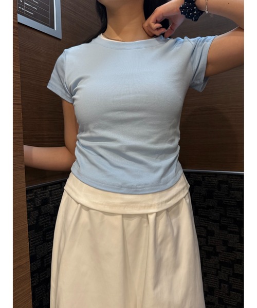 Geeong(ジーオン)の「【ZOZO限定】バイカラー レイヤード Tシャツ 半袖トップス(Tシャツ/カットソー・レディース・ライトブルー/ブラック/グレー・FREE)」の9枚目の写真