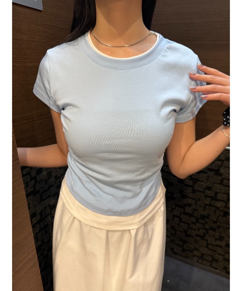 Geeong(ジーオン)の「【ZOZO限定】バイカラー レイヤード Tシャツ 半袖トップス(Tシャツ/カットソー・レディース・ライトブルー/ブラック/グレー・FREE)」の8枚目の写真