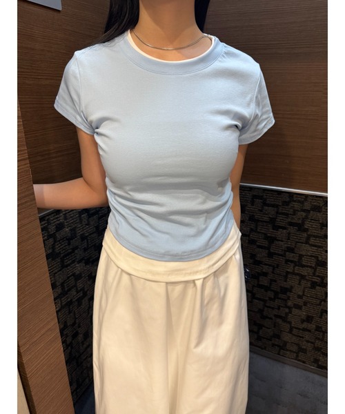 Geeong(ジーオン)の「【ZOZO限定】バイカラー レイヤード Tシャツ 半袖トップス(Tシャツ/カットソー・レディース・ライトブルー/ブラック/グレー・FREE)」の6枚目の写真